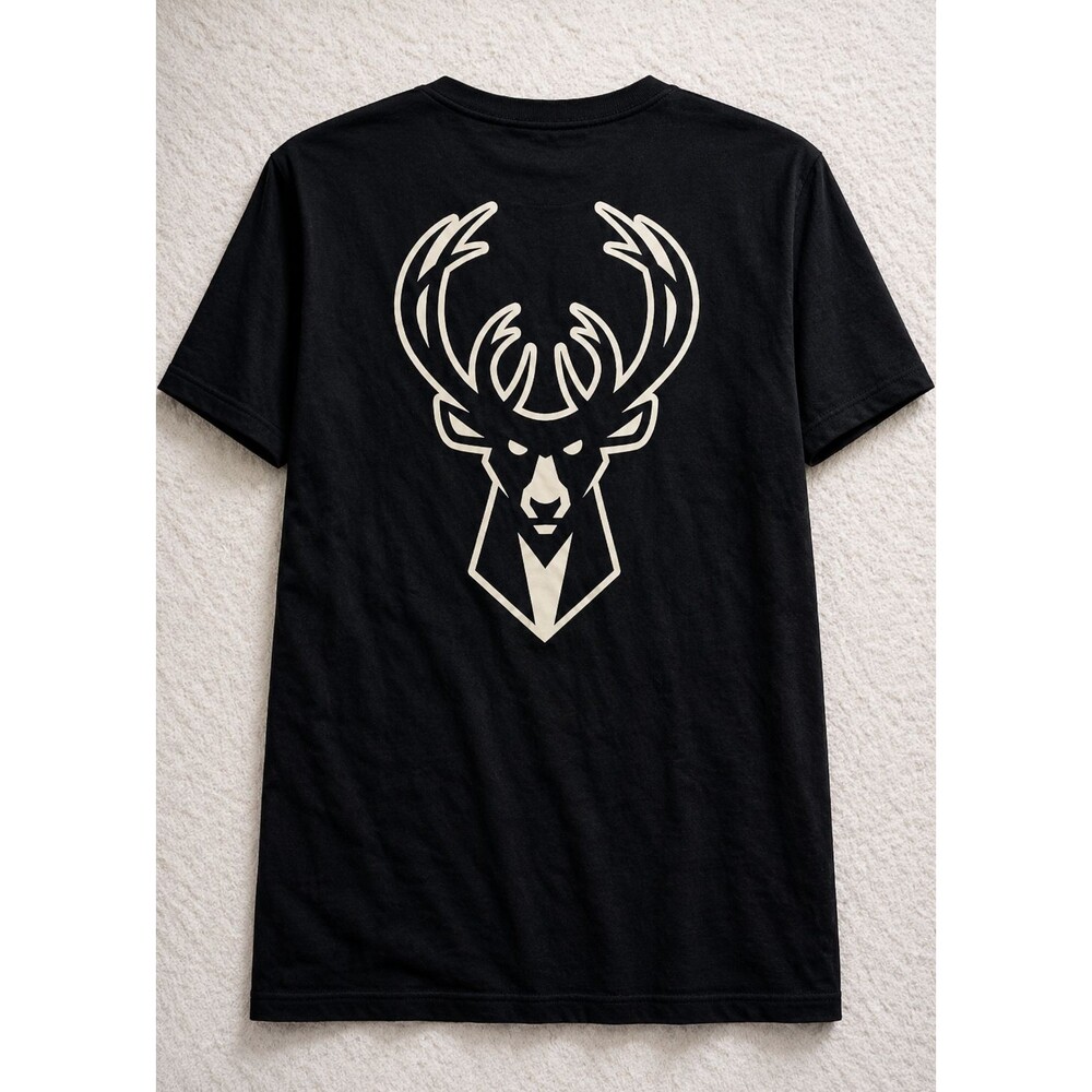 Milwaukee Bucks T Shirt Mens S NWT NBA Deer Logo Black Basketball Tee